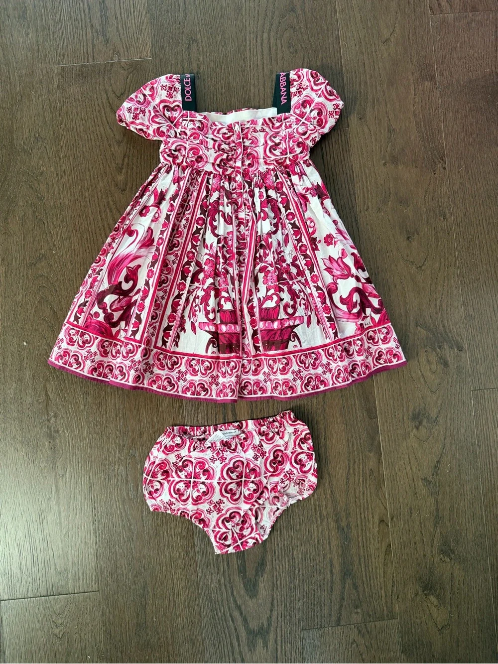 Dolce & Gabbana Pink and White Floral Dress with Bloomers
